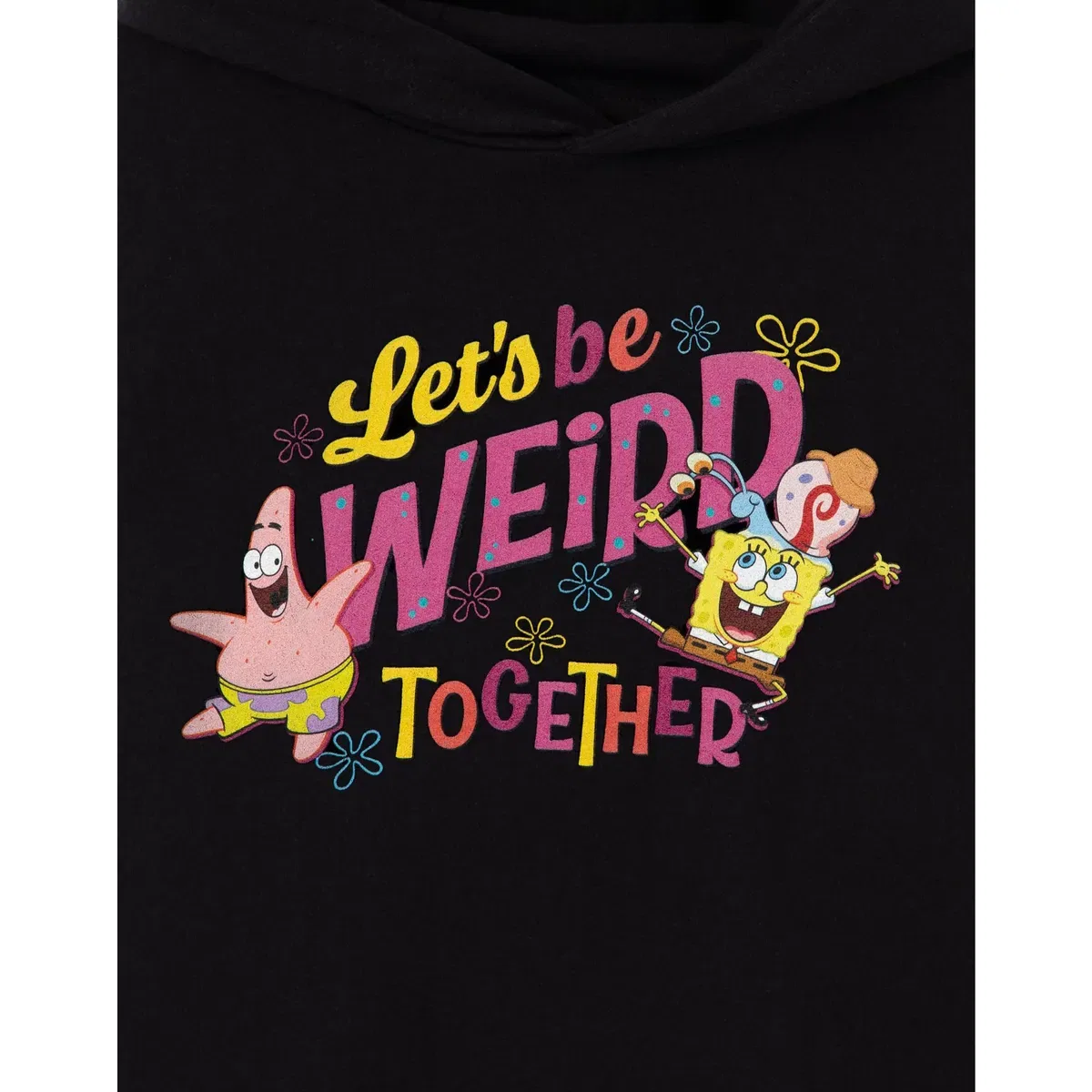 Детское худи с принтом Let'S Be Weird Together Spongebob Squarepants, Black — фото 2