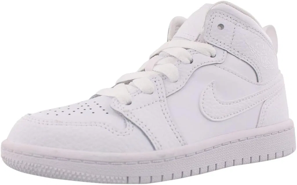 Детские кроссовки для мальчиков Air Jordan 1 Mid GS Nike, Pure White
