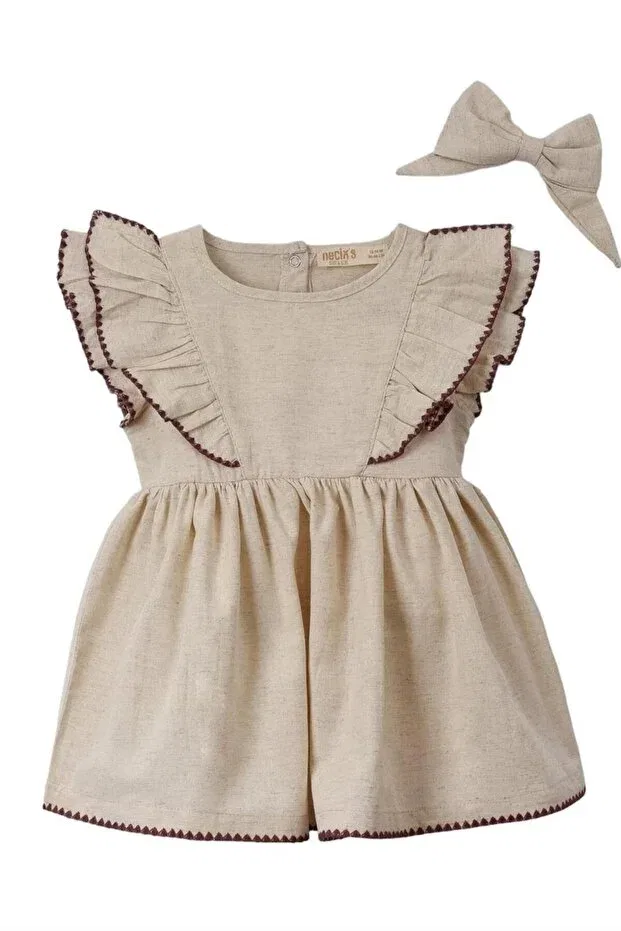 Детское платье для девочек с вышивкой Motebarn Wear, Nude Color — фото 2