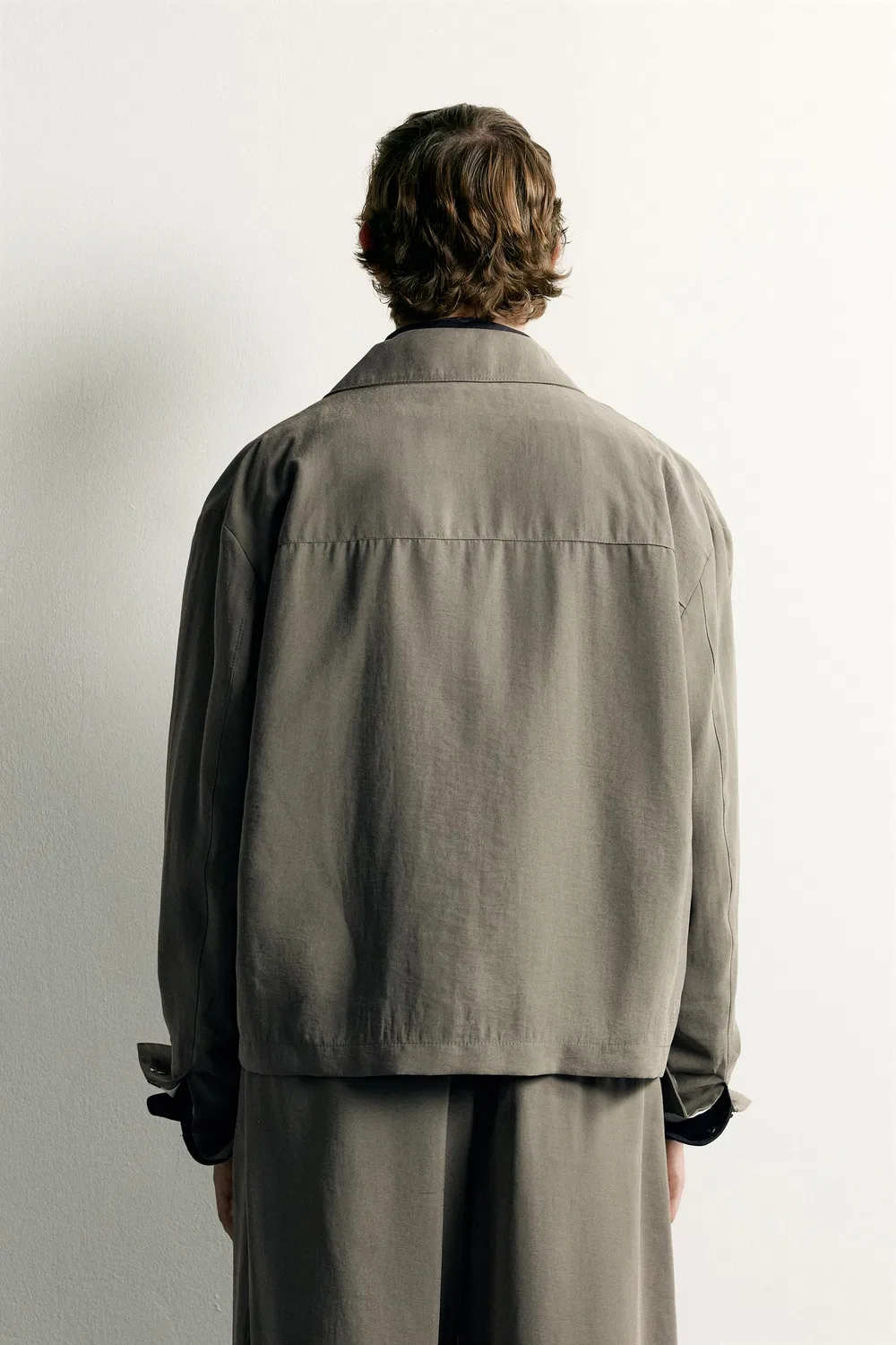 Рубашка свободного кроя ZARA, ecru/khaki — фото 3