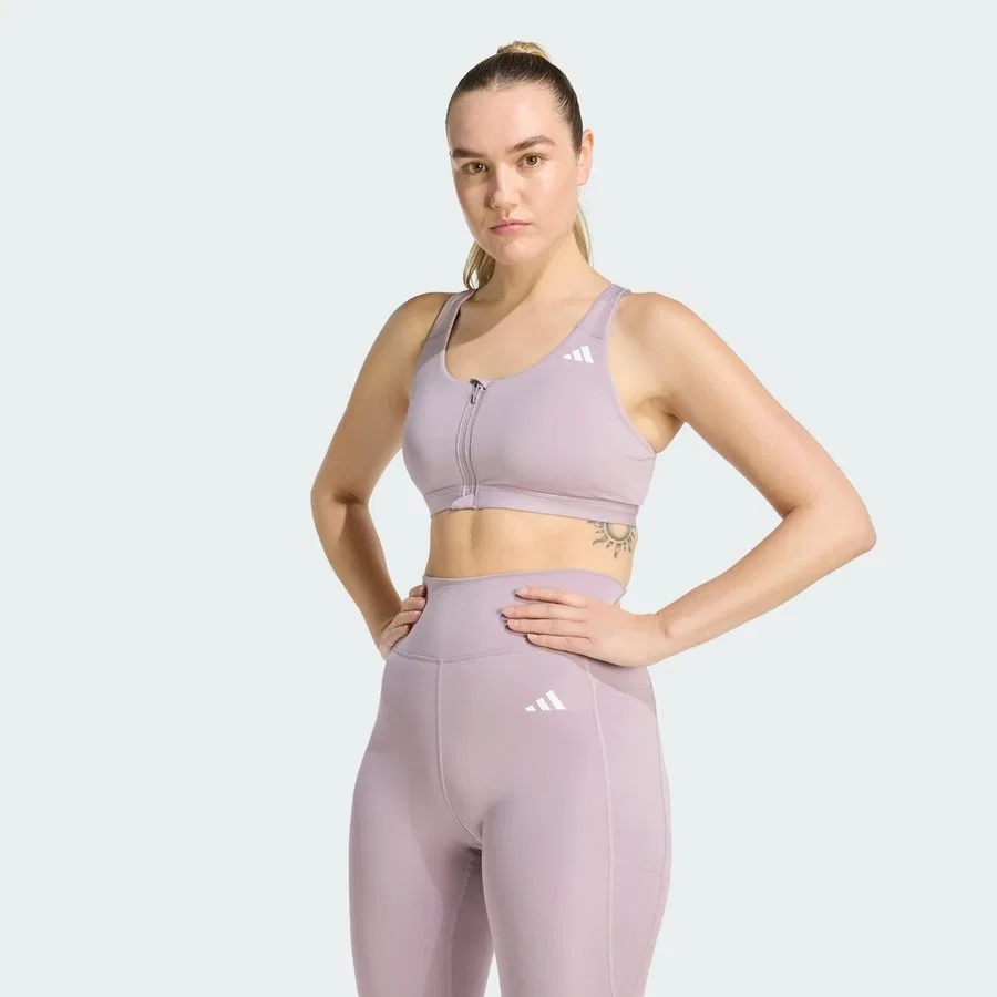 Спортивный бюстгальтер с передней застежкой-молнией Optime Essentials Workout adidas, Фиолетовый