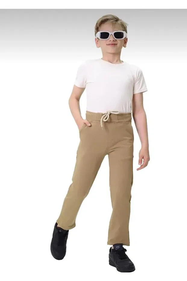 Детские спортивные штаны для мальчиков с регулируемым поясом Generic Brands, Beige — фото 4