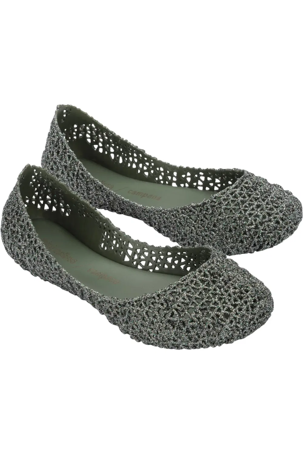 Детские туфли лодочки с блестками Campana Zigzag Mini Melissa, Glitter Green