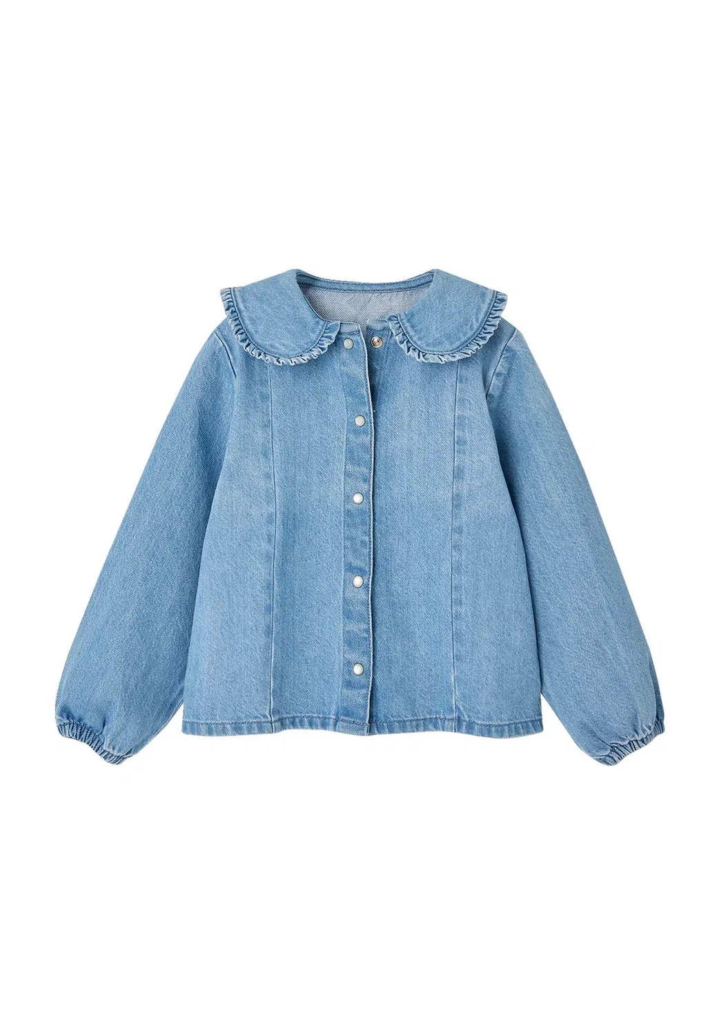 Jeansbluse mit bubikragen mädchen - блузка на пуговицах Vertbaudet, Double Stone
