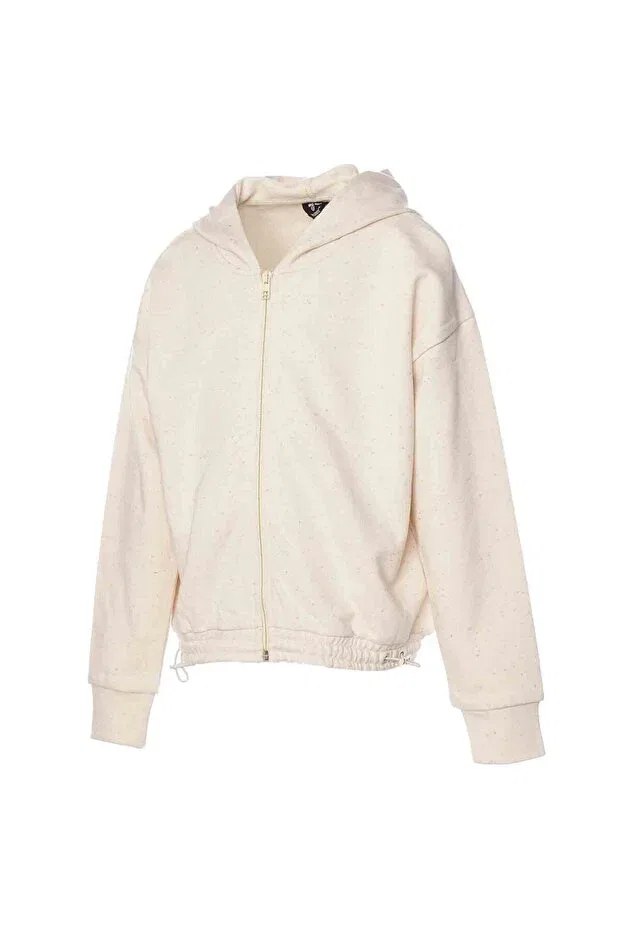 Детское худи для девочек укороченное на молнии Marie crop Hummel, Ecru