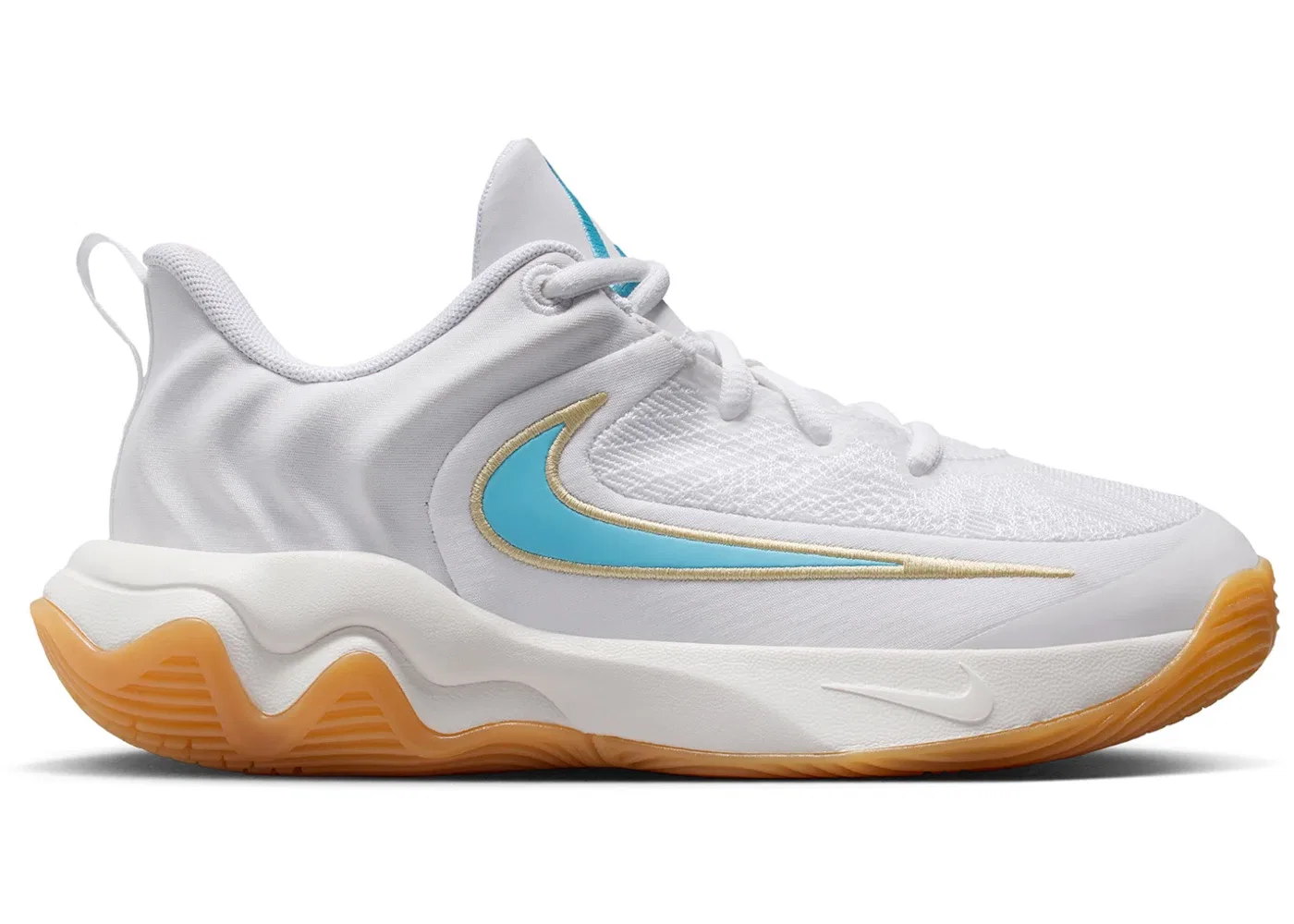 Детские кроссовки для мальчиков Nike Giannis Immortality 4, White/Team Gold/Gum Yellow/Aquarius Blue