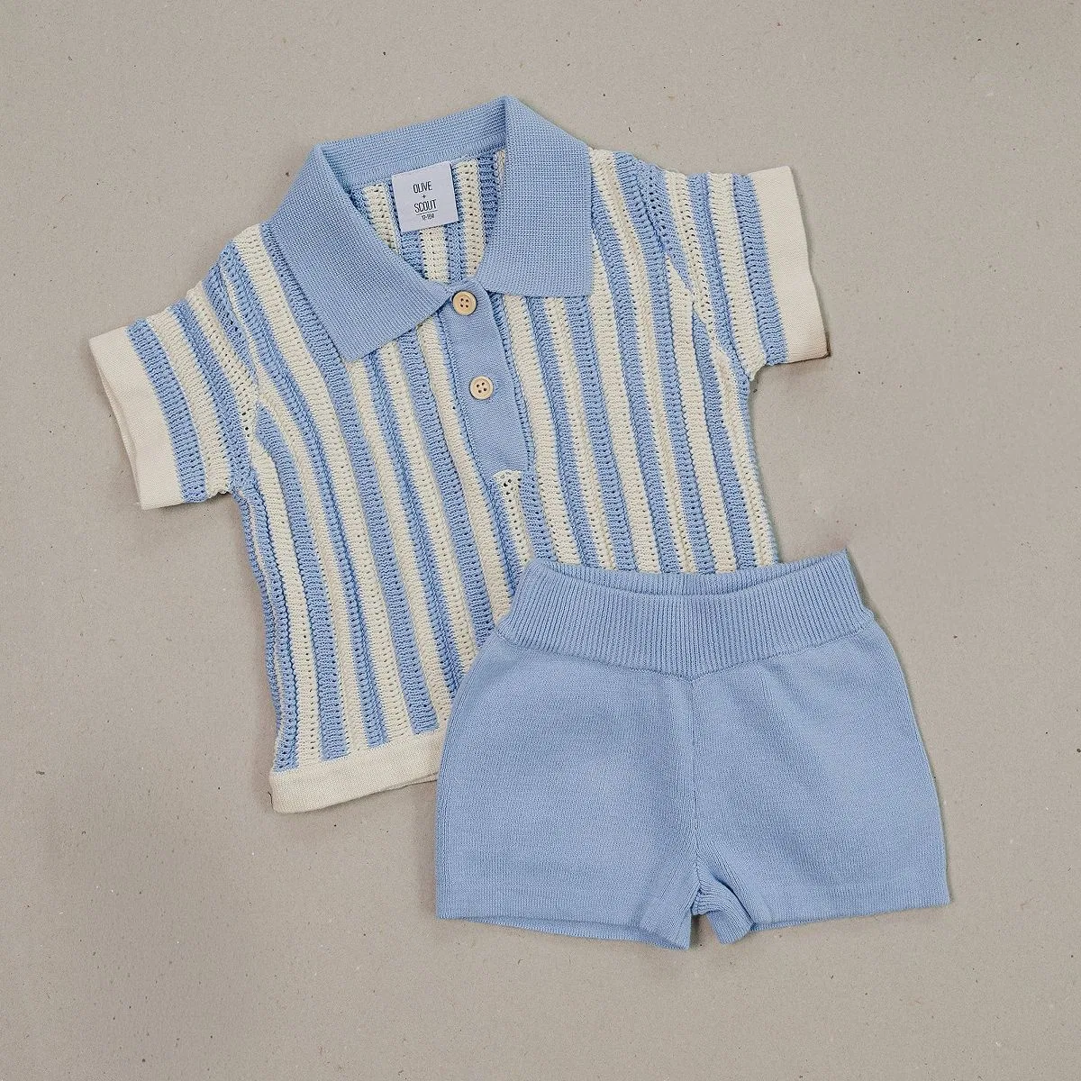 Детский комплект для мальчиков с полоской Asher Set Olive + Scout, Green — фото 2