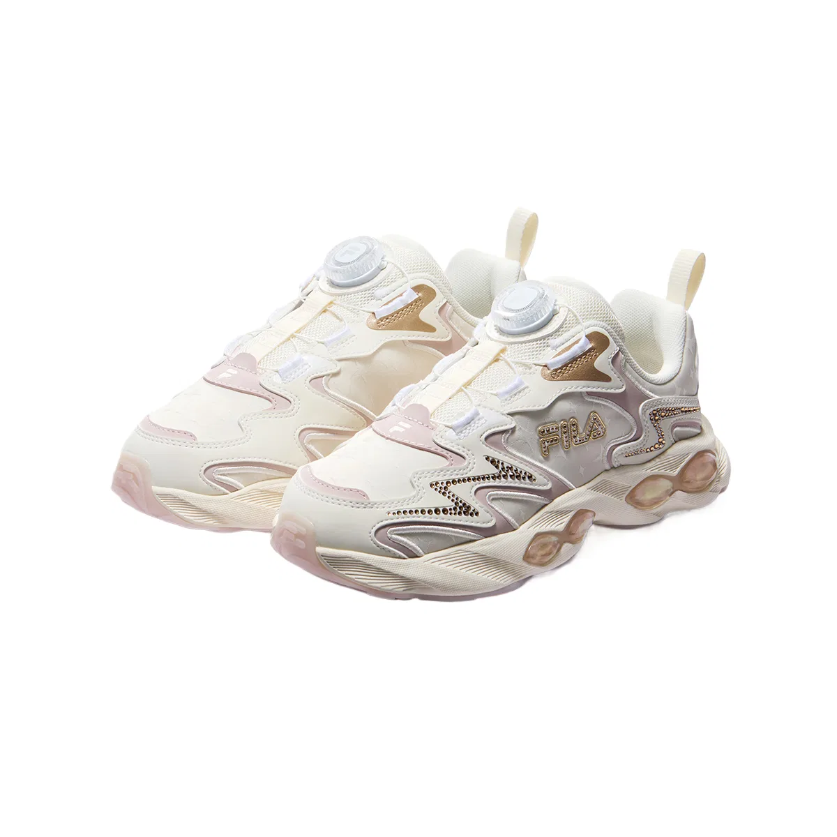Детские кроссовки для мальчиков с принтом Magic Stone FILA KIDS, Silent Pink/Milk White — фото 3