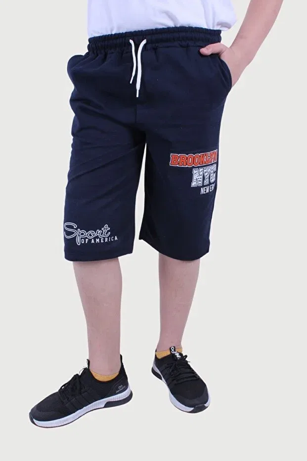 Детские шорты для мальчиков с принтом Fyk Kids, Navy Blue — фото 3