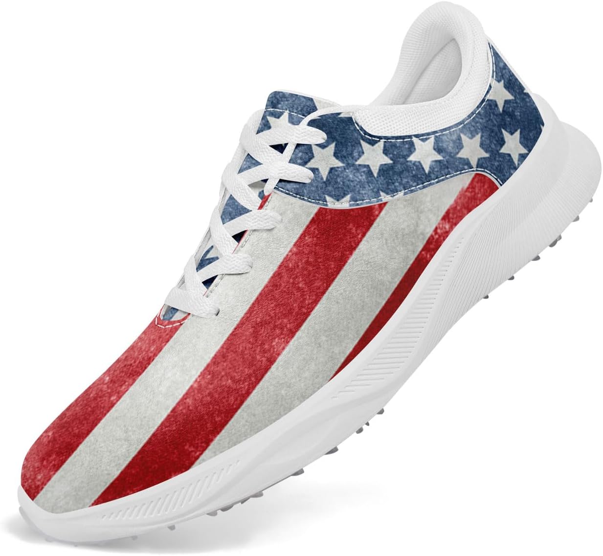 

Гольф-туфли без шипов для мужчин, дышащие кроссовки для гольфа для женщин с дизайном американского флага, спортивная обувь для ходьбы Onegam, красный