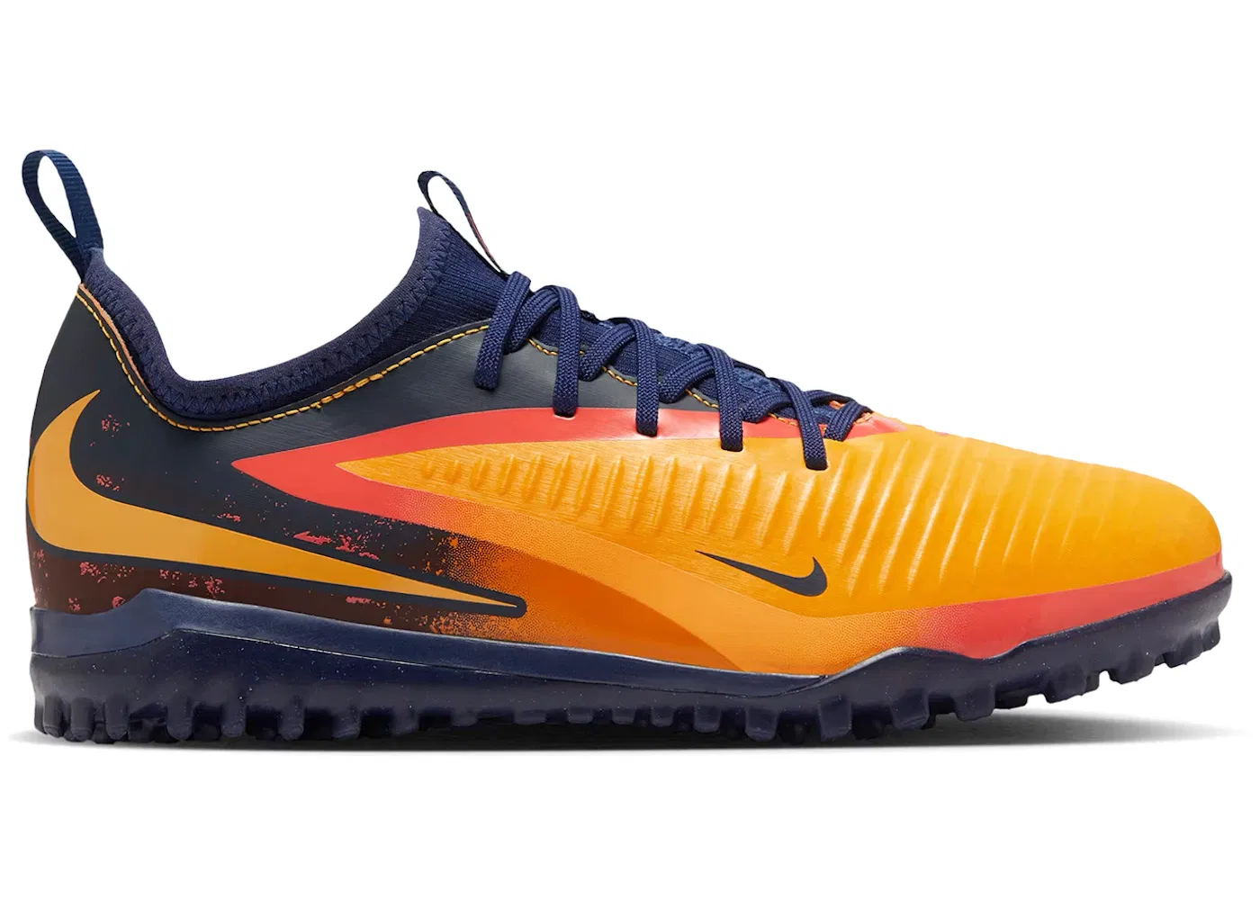 Детские кроссовки для футбола с шипами Nike Phantom 6 Low Academy TF, Laser Orange/Blue Void/Lemon Venom