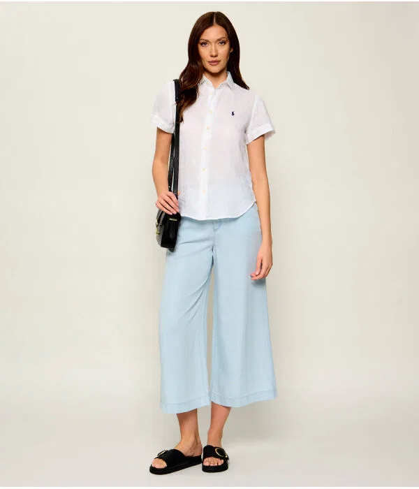 Женская рубашка из льна Polo Ralph Lauren, белый — фото 2