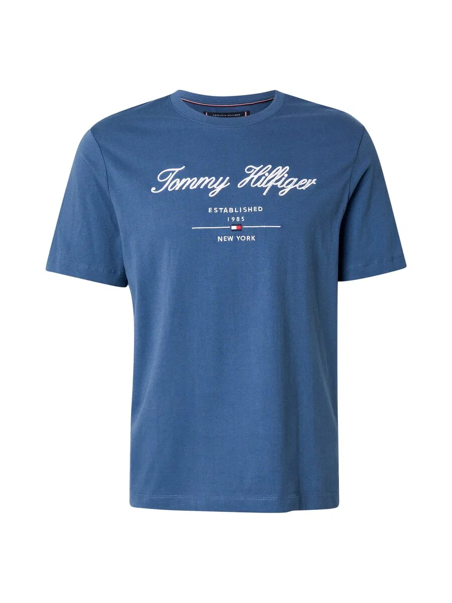 Футболка TOMMY HILFIGER с текстурированным логотипом, синего и темно-синего цвета