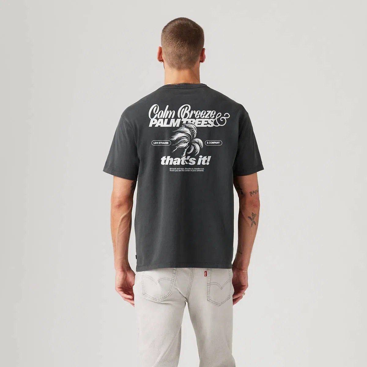 Винтажная футболка с графическим принтом Levi's, Calm Breeze Palm Phantom - Black — фото 4