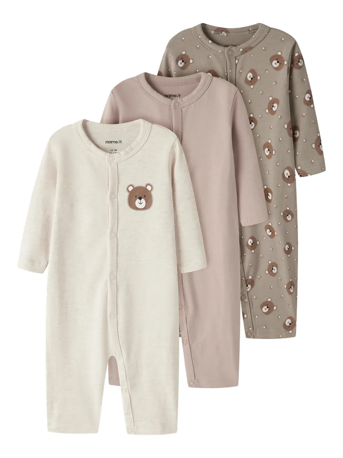 Комбинезон для сна хлопковый комплект 3 шт Nbnnightsuit Name It, хаки