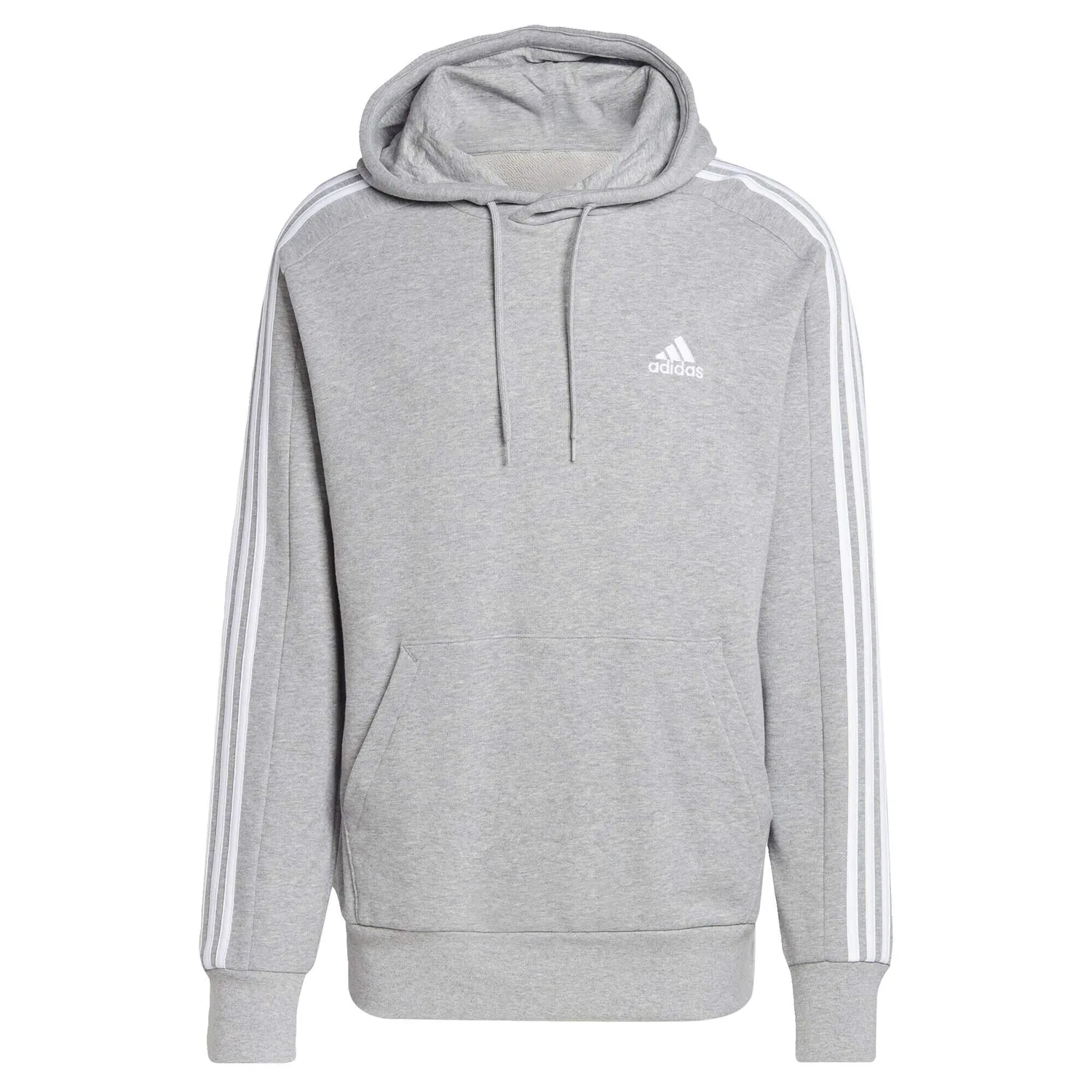 Мужское спортивное худи с длинным рукавом Essentials French Terry 3-Streifen Hoodie Adidas, Grau Weiss — фото 2