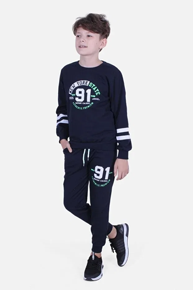 Детский спортивный костюм для мальчиков с принтом Fyk Collection, Black — фото 4