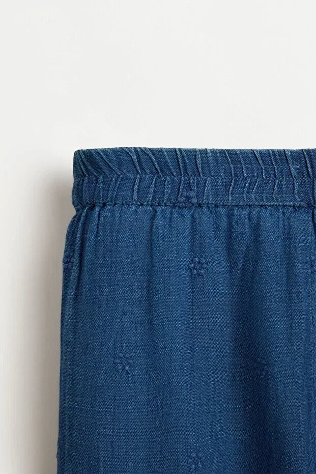 Детские брюки для девочек широкие с вышивкой Lefties, Medium Blue — фото 3