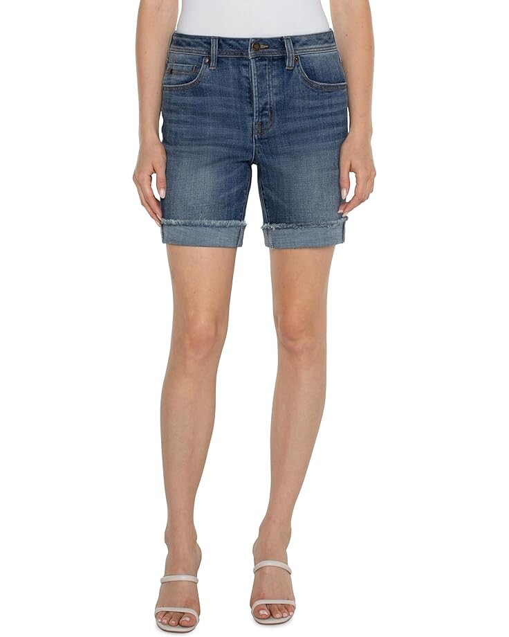 

Шорты Liverpool Los Angeles The Keeper Fray Cuff Mid-Rise Crosshatch Denim Short 7"/9", цвет Johnston