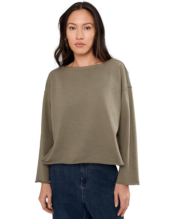 

Женский топ Eileen Fisher Petite Garment Dyed Terry Bateau Neck Boxy, Bayleaf