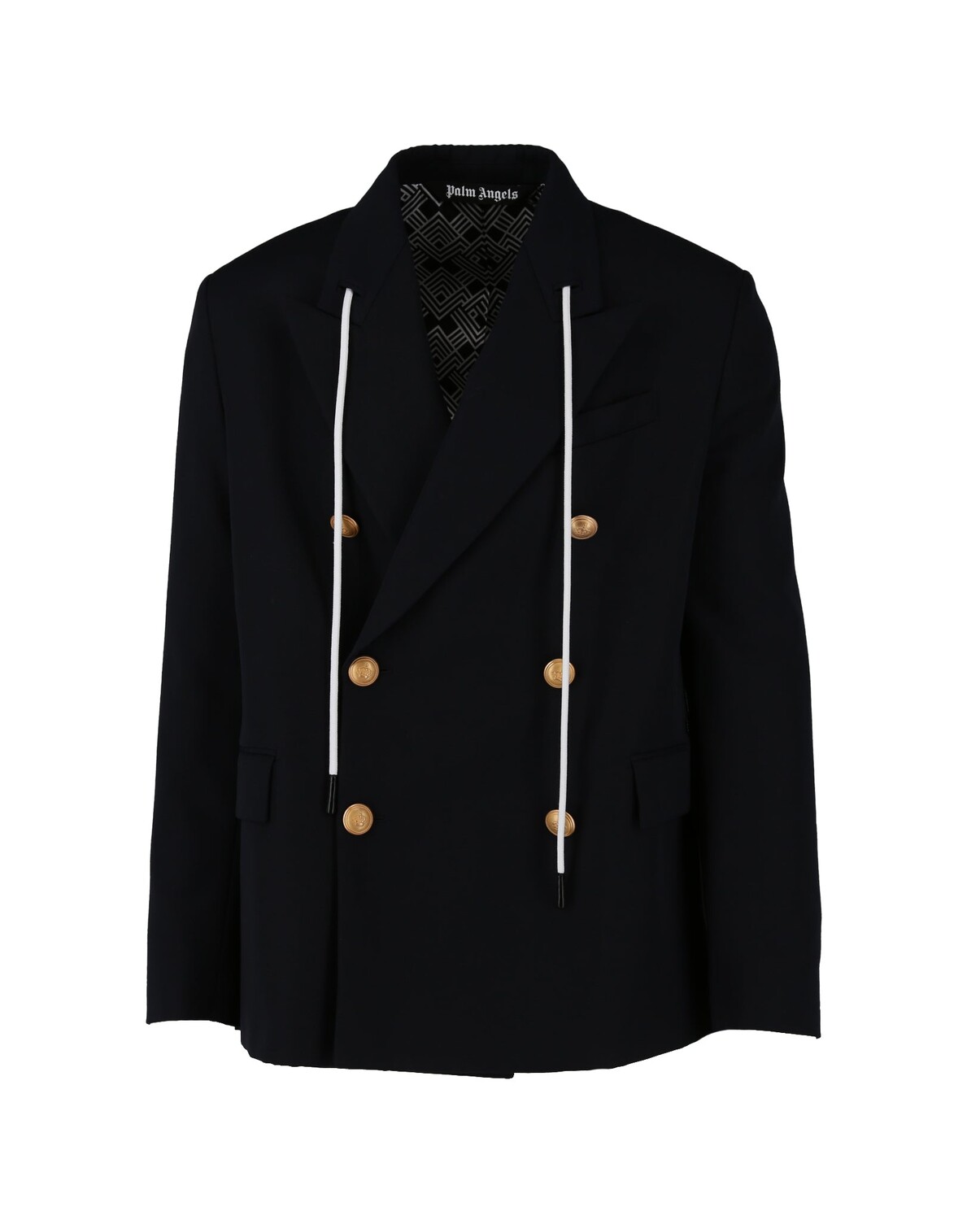 

Двубортный блейзер с кружевной отделкой Palm Angels, цвет Navy Blue