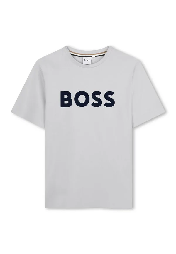 Детская/Подростковая футболка с короткими рукавами, унисекс, с принтом. Boss Kidswear, Chine Grey