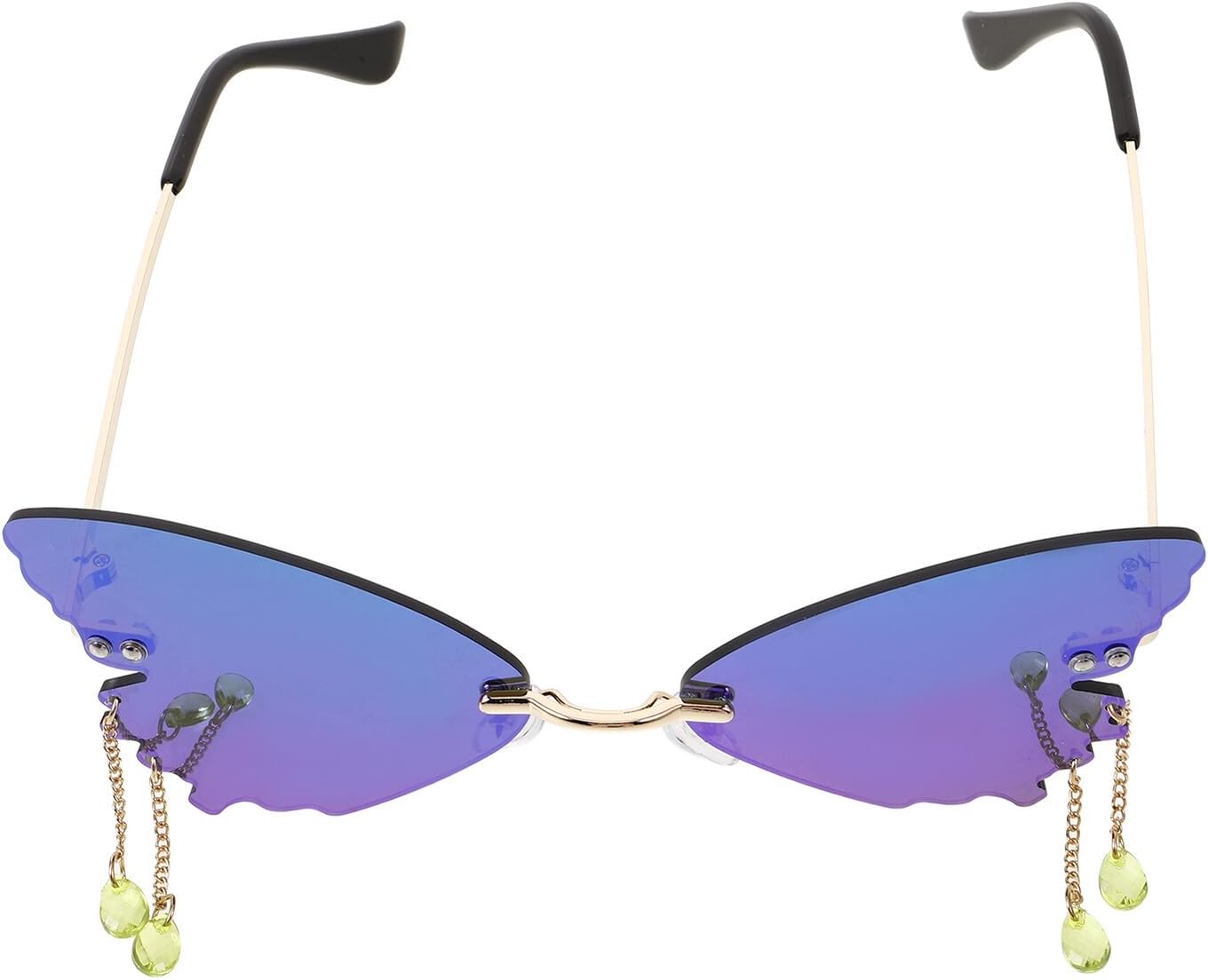 

Женские солнцезащитные очки-бабочки в золотистой оправе с зелеными линзами, без оправы, с защитой от УФ-излучения, для вечеринок на открытом воздухе Ipetboom, Multi - Size: 14