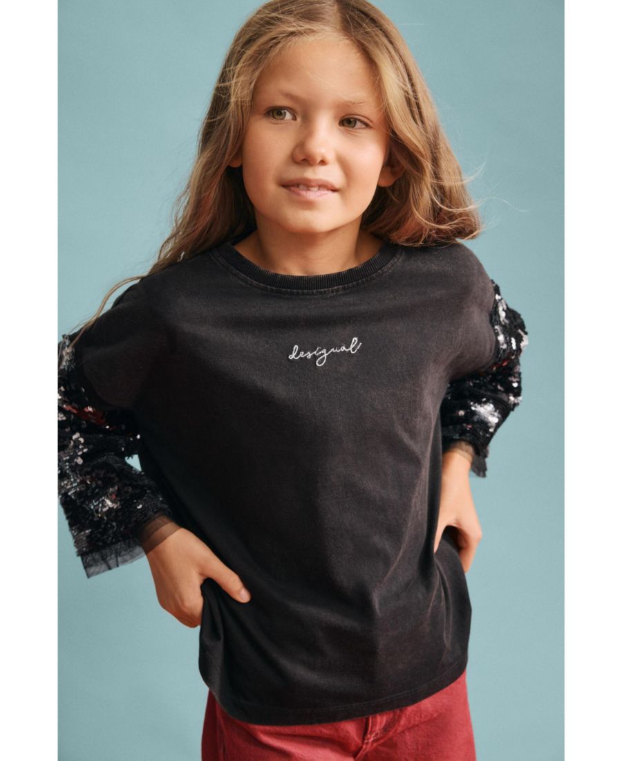 Детская футболка с рукавом 3/4 и звездами Desigual, Black — фото 3