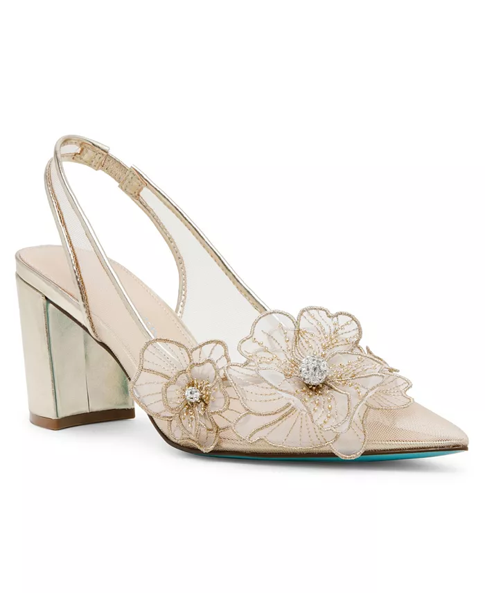 Женские туфли-лодочки Petra Flower Applique Slingback Betsey Johnson, золотой