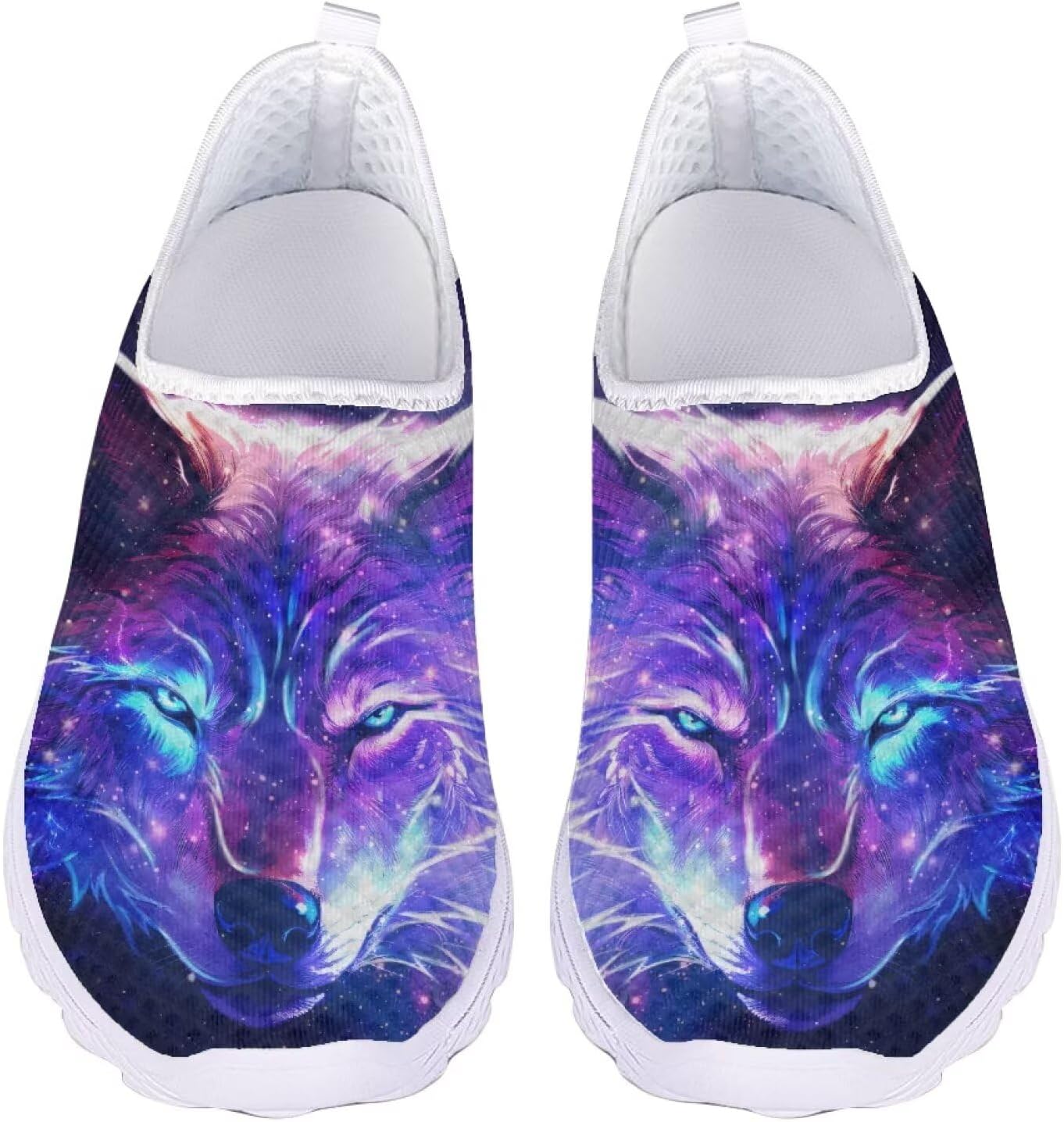 

Мужские модные кроссовки с принтом волка, дышащие, без шнурков, для бега, легкие, с противоскользящей подошвой, для тренировок в спортзале, размер 5-11.5, белая подошва Ocxbuir