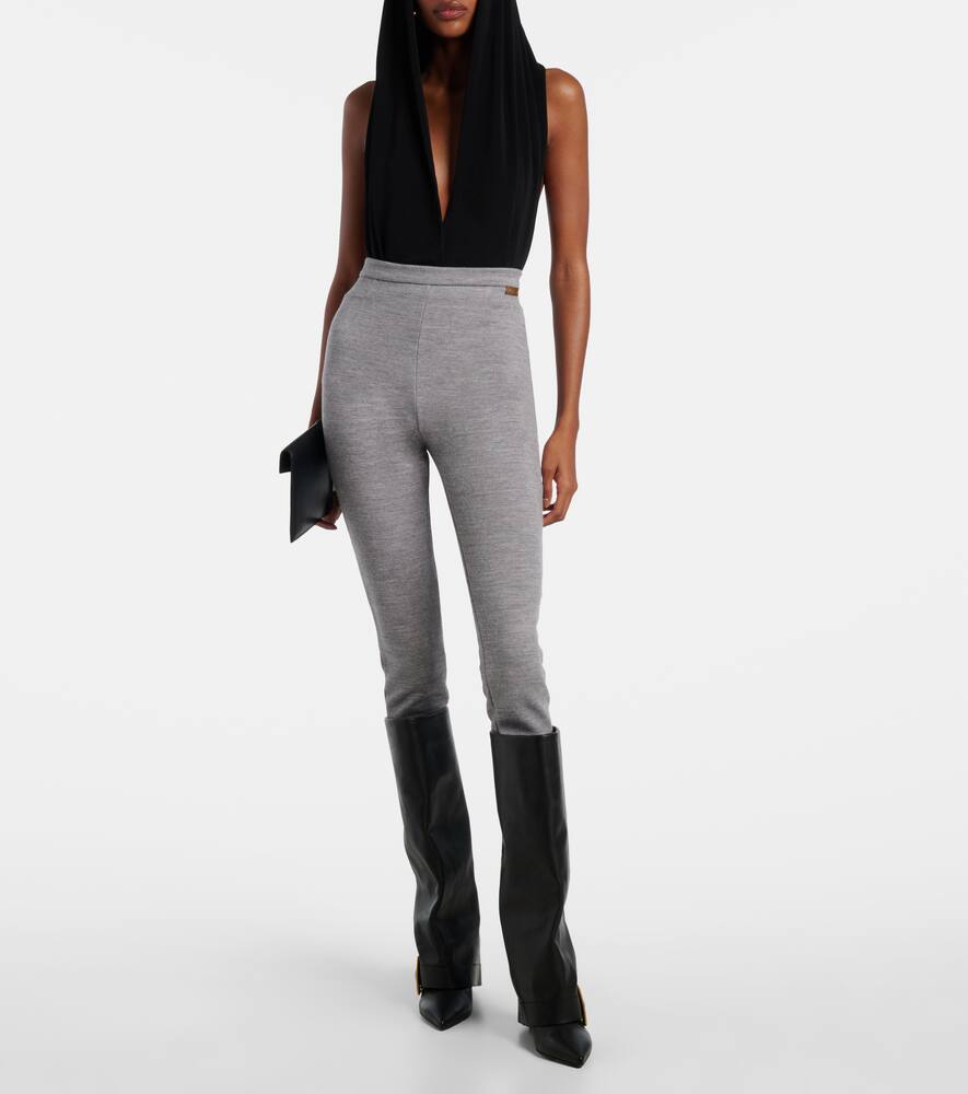 Леггинсы из смеси шерсти и хлопка Balmain, Gris Chine Clair — фото 2
