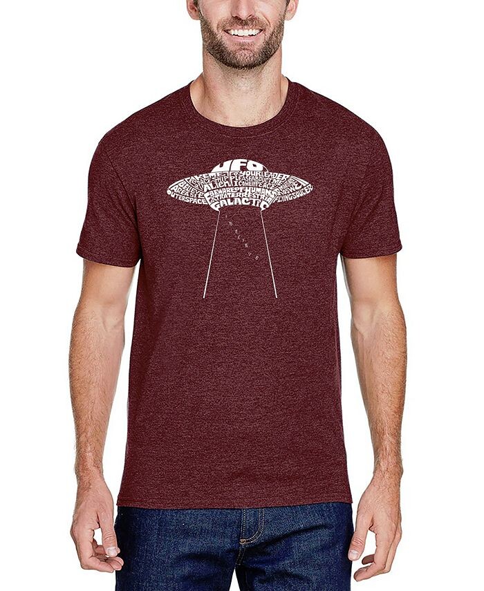 

Мужская футболка премиум-класса Word Art Flying Saucer UFO LA Pop Art, красный