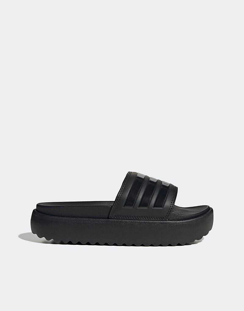 

adidas Originals – Adilette – черные шлепанцы на платформе