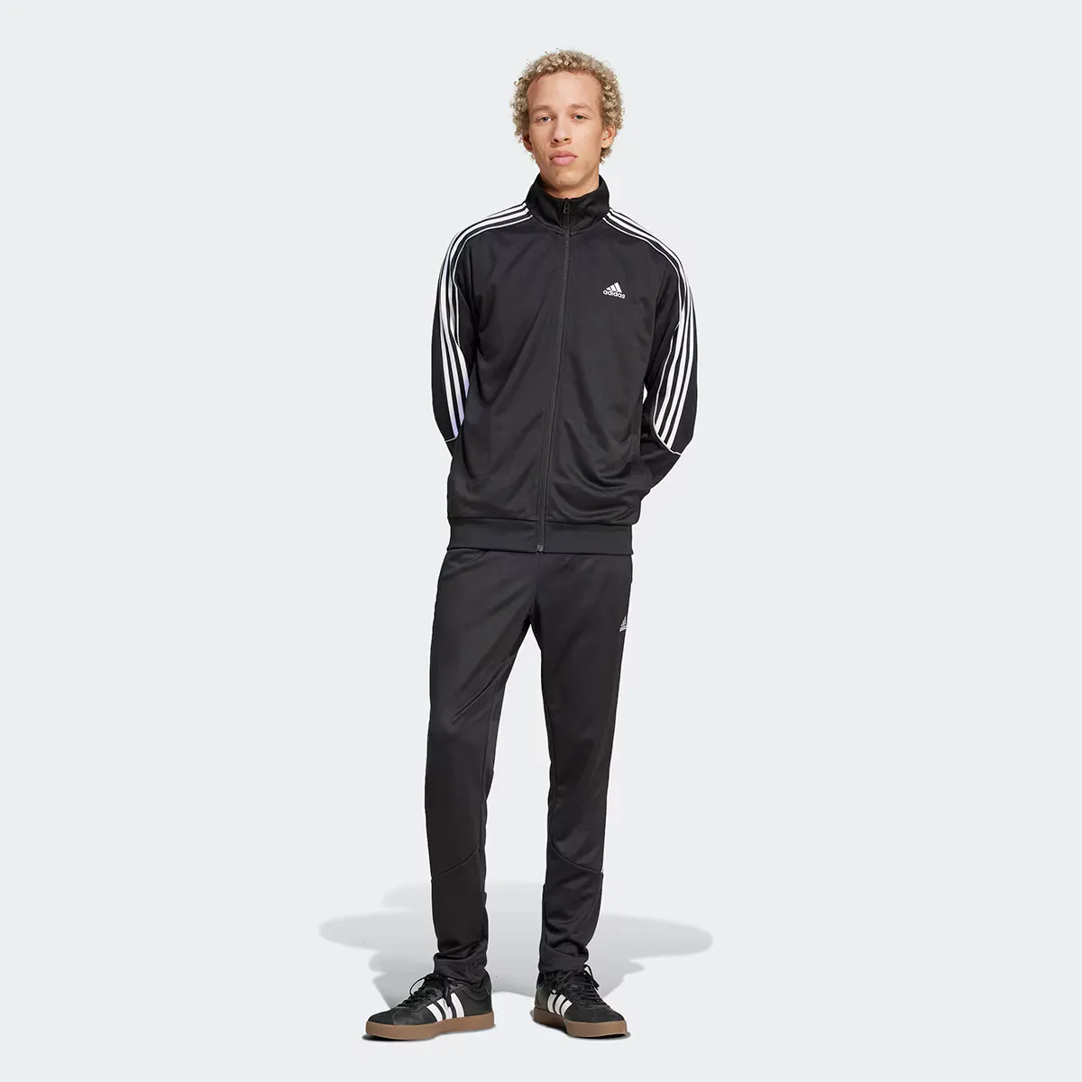 

Мужская спортивная одежда Doubleknit 3 полоски Adidas Спортивный костюм, чёрный