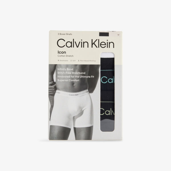 

Трусы Calvin Klein Айкон низкие утягивающие хлопковые 3 шт, белый