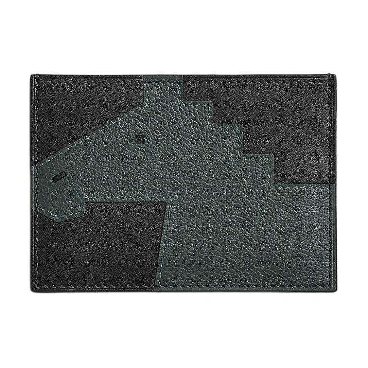 

HERMES Кожаный картхолдер унисекс чёрный и зелёный, Black & Green