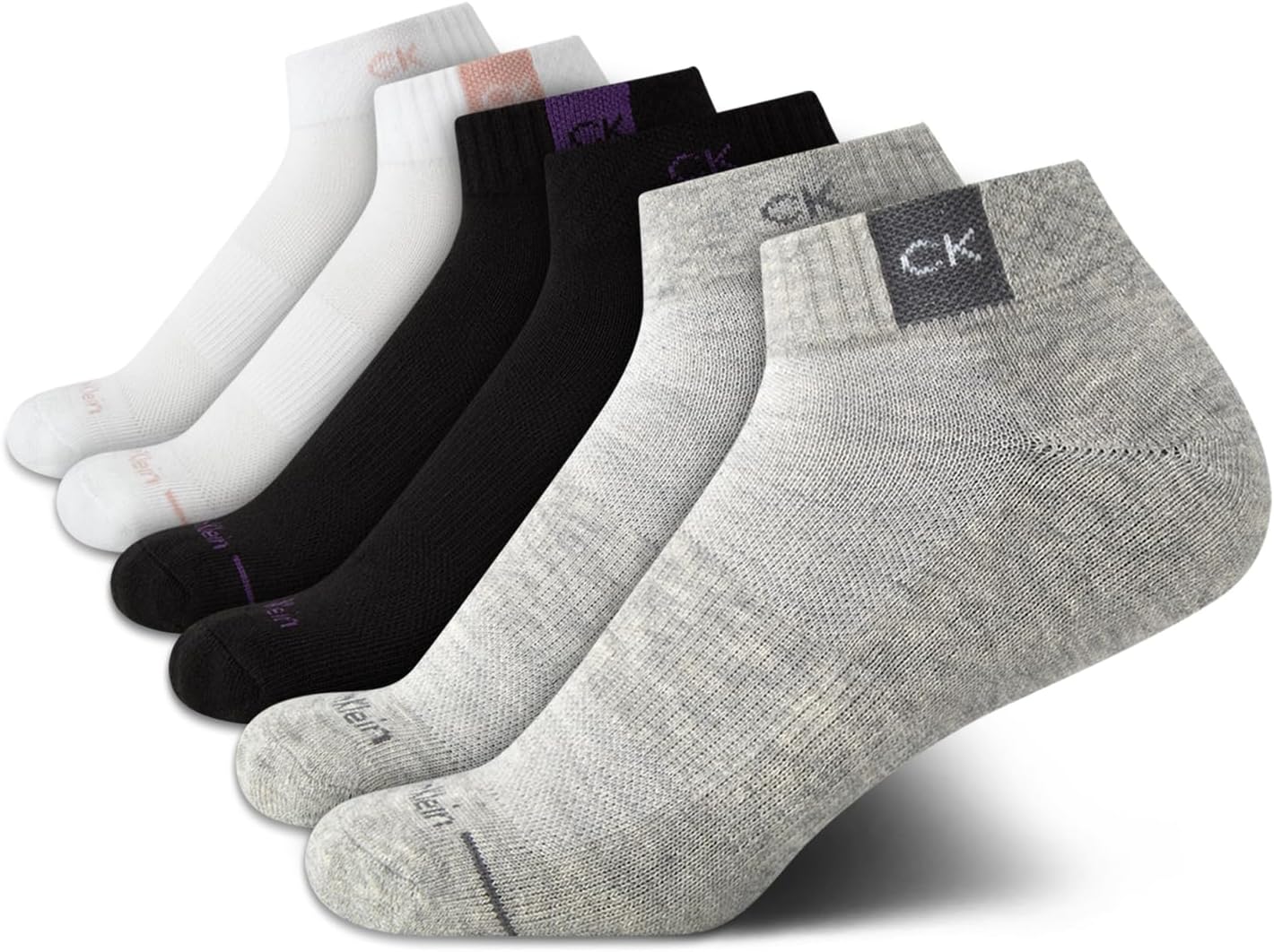 

Женские носки Calvin Klein Quarter - упаковка из 6 пар носков с мягкой подошвой, дышащими и низким вырезом для бега, ходьбы и повседневной носки, Grey Multi