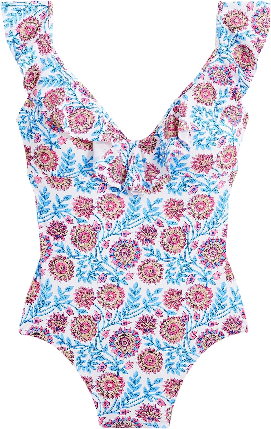 

Купальник J.Crew Eco Castillo Floral Ruffle Tank, цвет White/Blue Multi