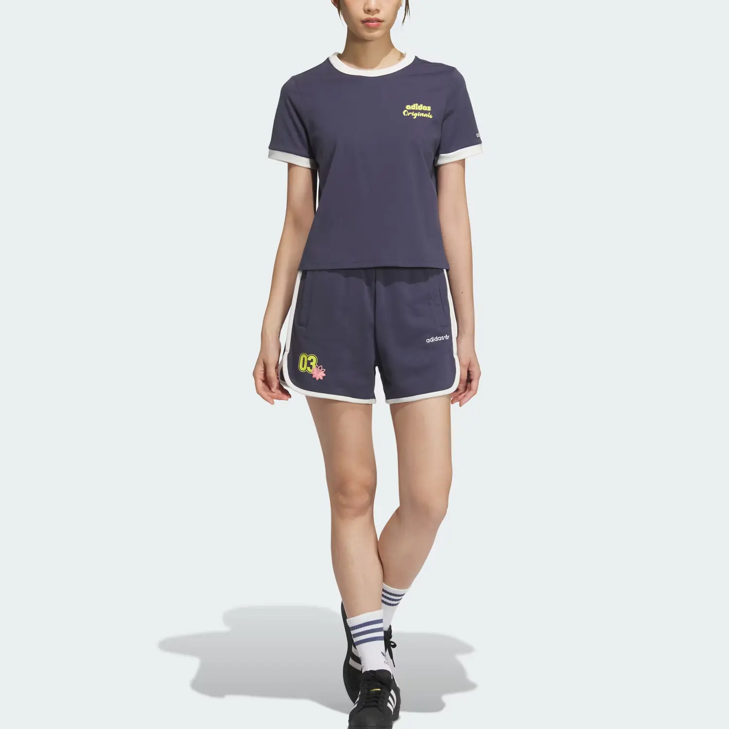 Adidas Originals Футболка ретро женская dark navy blue — фото 4