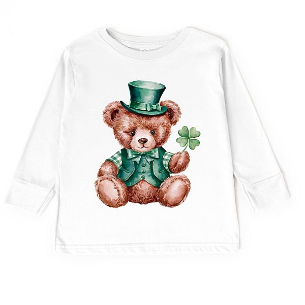 

Футболка с длинным рукавом St patrick's bear clover для малышей The Juniper Shop, White