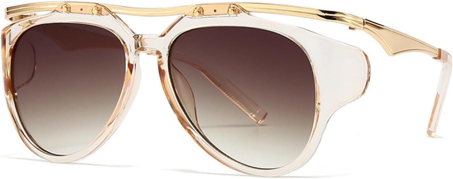 

Модные солнцезащитные очки с двойной перемычкой для женщин, ретро-градиентные солнцезащитные очки с защитой от УФ-излучения UV400 для мужчин, трендовые и уникальные солнцезащитные очки VVTWSSW, Champagne Tea