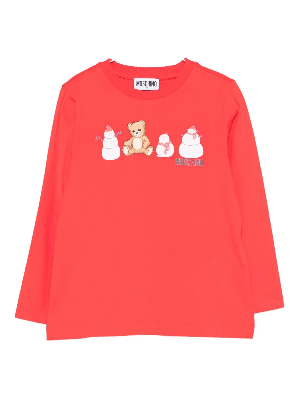 

Футболка с длинными рукавами и принтом плюшевого мишки Moschino Kids, красный