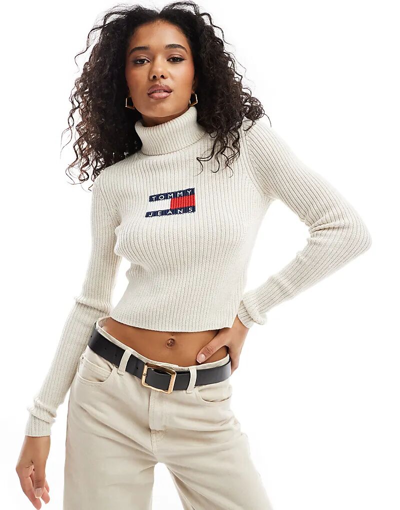

Водолазка с длинными рукавами трикотажный топ цвета «кремовый» Tommy Jeans