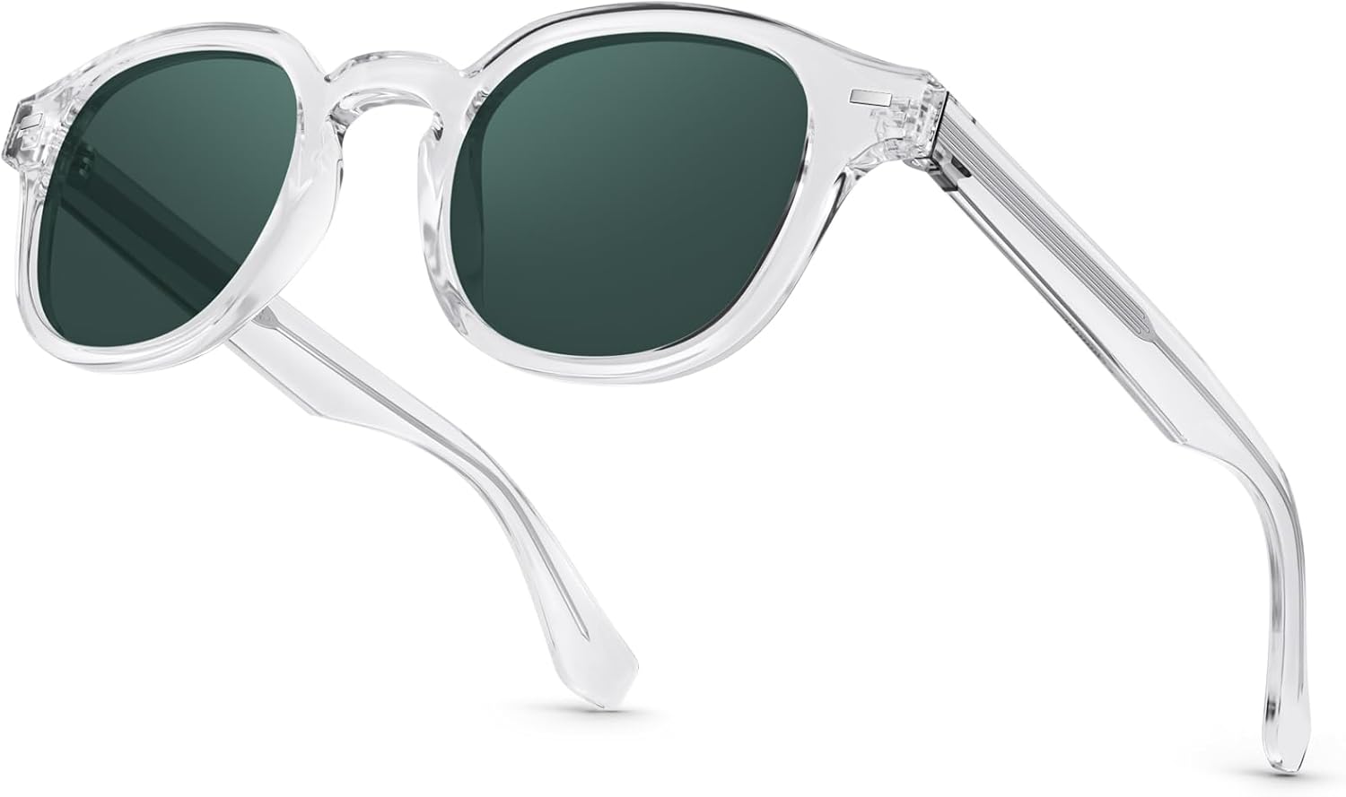 

Превосходная ацетатная оправа, устойчивые к царапинам и соленой воде линзы с олеофобным покрытием, винтажные поляризованные солнцезащитные очки для мужчин и женщин CARA OPTICAL, Clear Ice Grey&green Lens