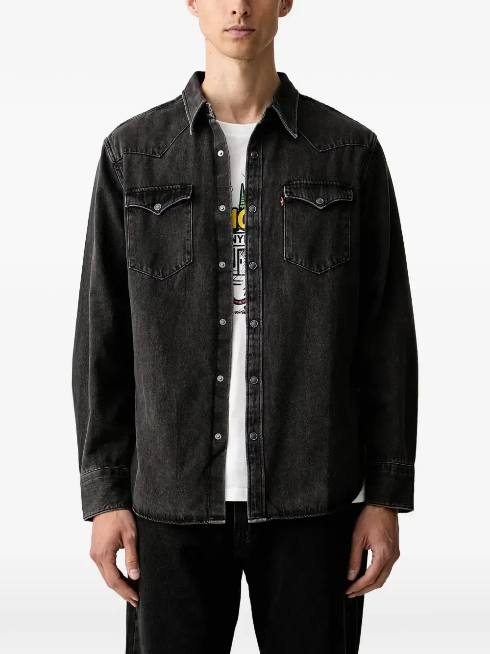 Джинсовая рубашка Barstow с кокеткой в ковбойском стиле Levi's, черный