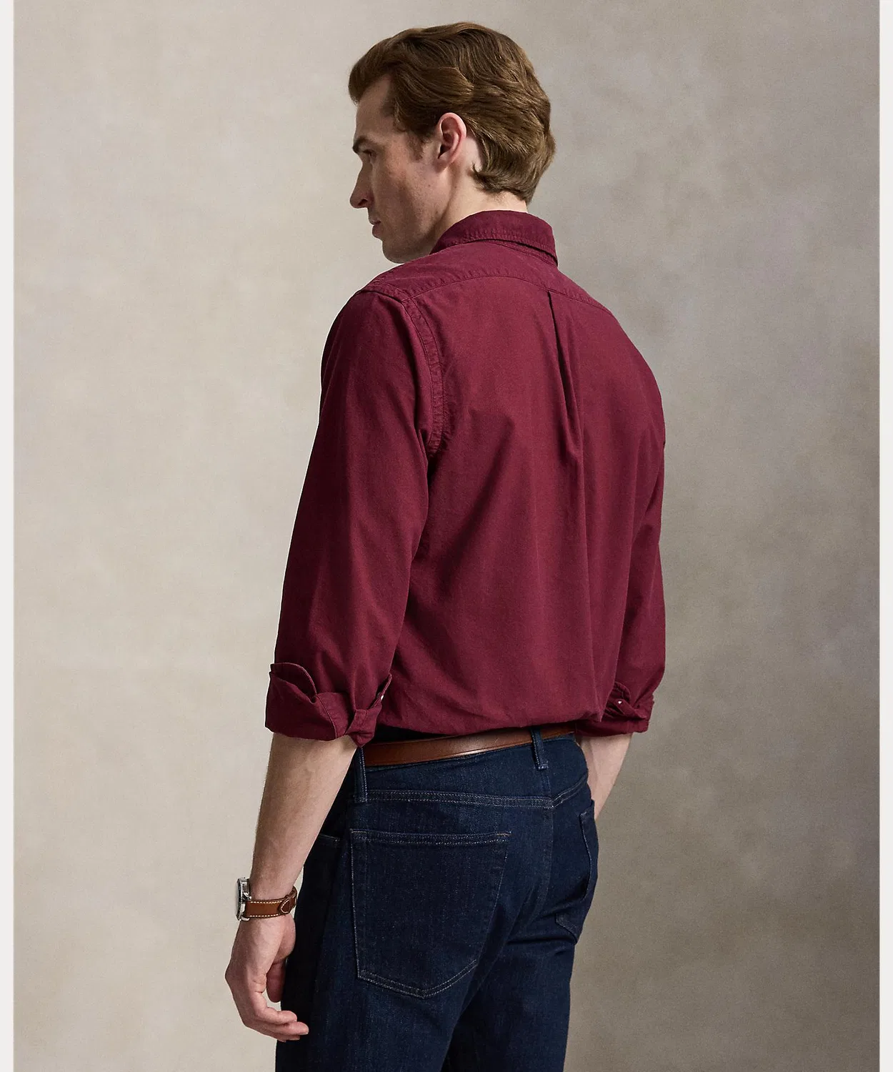 Мужская рубашка оксфорд с длинным рукавом классическая POLO RALPH LAUREN, Red — фото 4