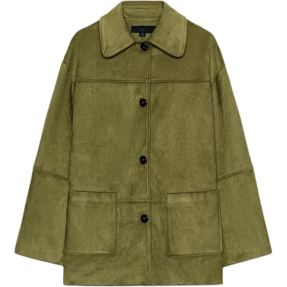 Женское пальто с лацканами Grass Green, ZARA, Grass Green