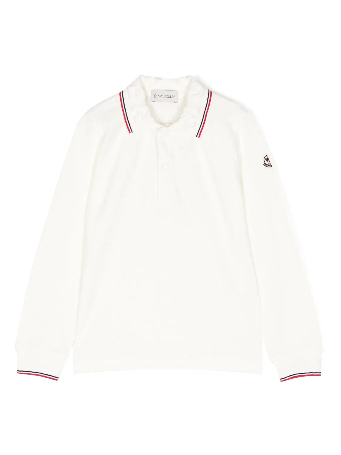 Поло Moncler с логотипом для мальчиков, слоновая кость