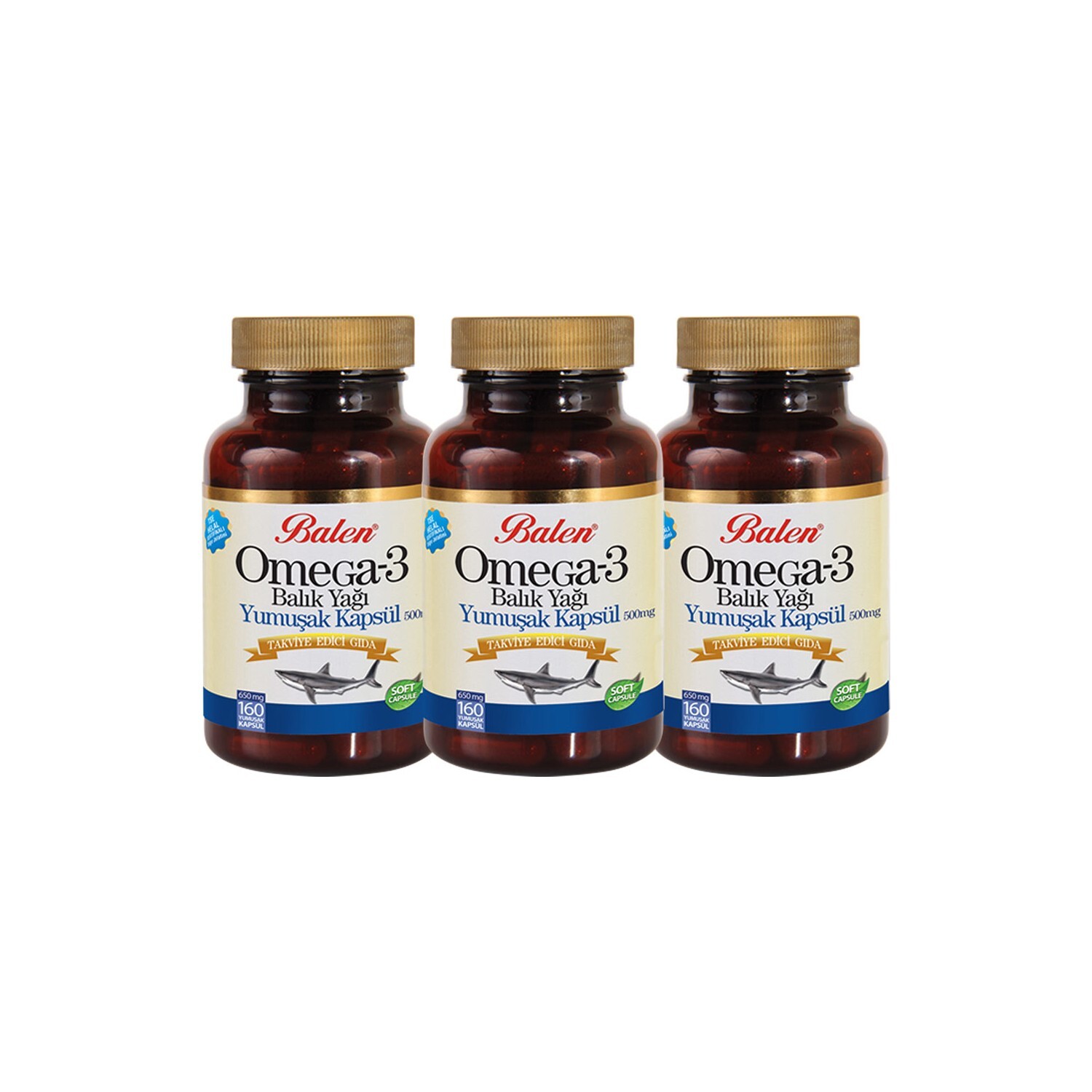 

Рыбий жир Balen Omega 3, 160 капсул, 500 мг, 3 штуки