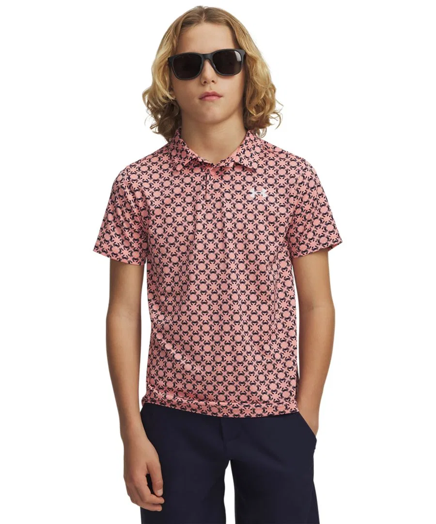 Детская поло-рубашка с принтом Matchplay Printed Under Armour, Posh Pink